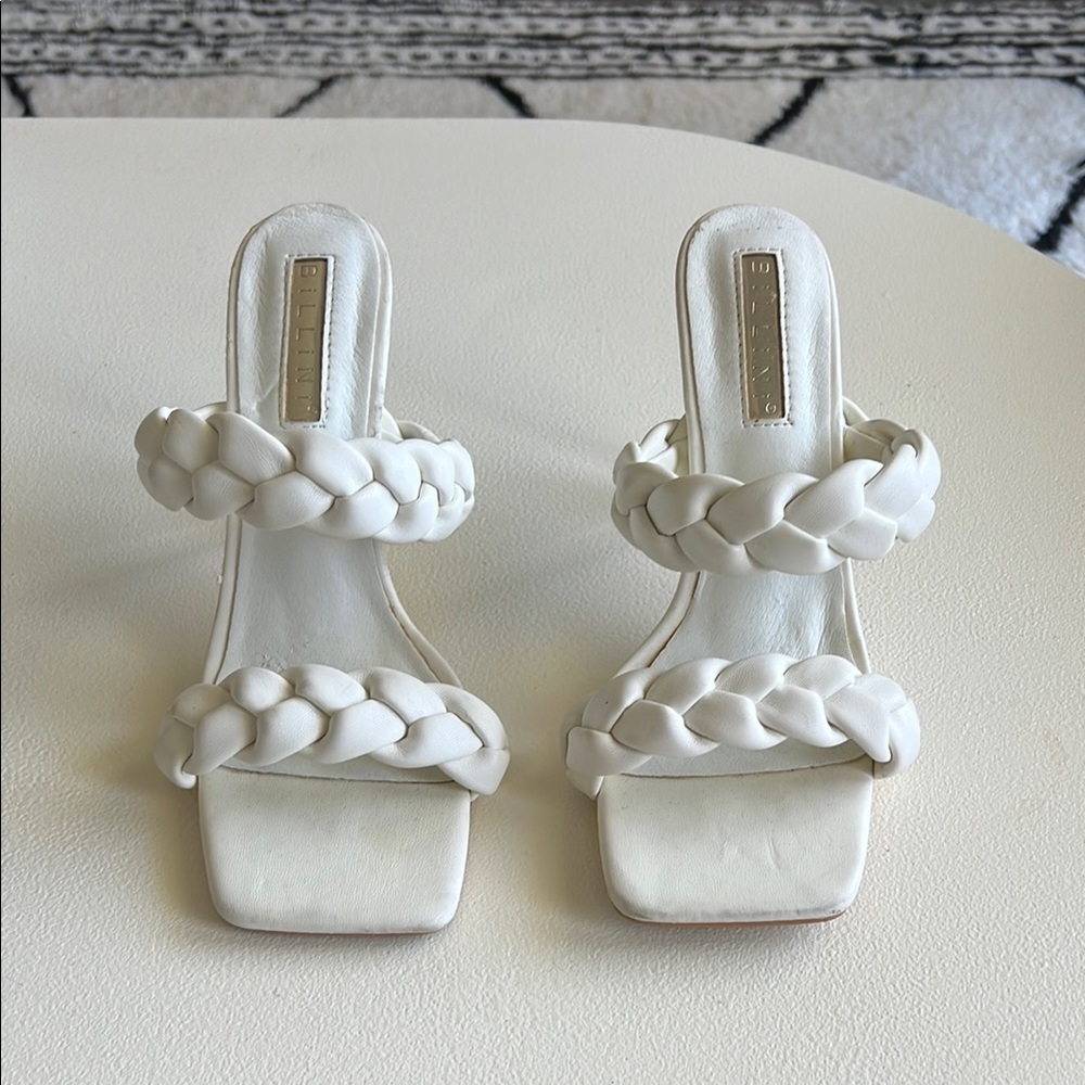 Billini White Braided Leather Heels